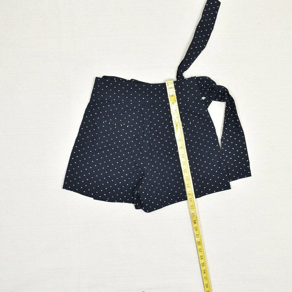 J. Crew Women Bermuda Shorts Polka Dot Cotton Blue Size 4 Belted